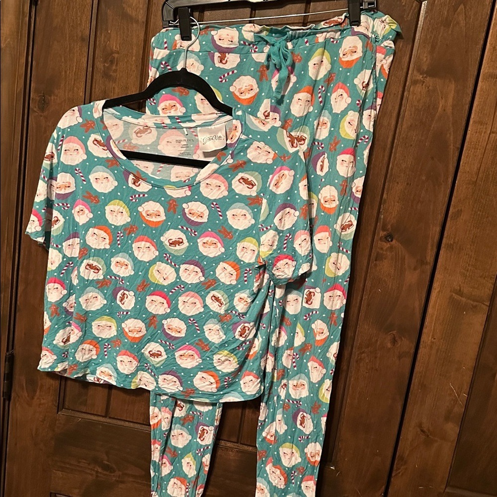 Posh Peanut Festive Blue Santa Pajama set
